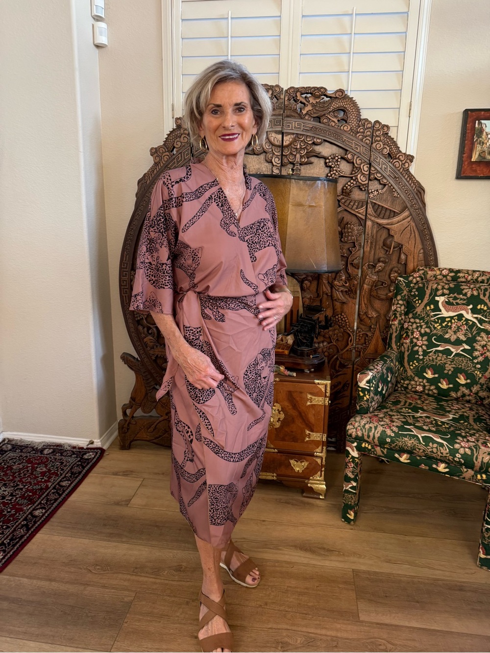 Kimono style with attached wrap dress